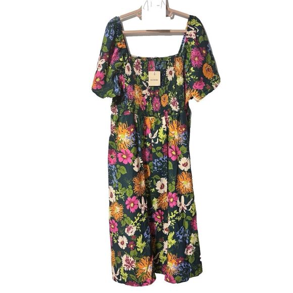 BLOOMCHIC Floral Dress Size US 22-24 UK 26-28 EU 52-54 EEUC Smocked Multicolor - Picture 2 of 8